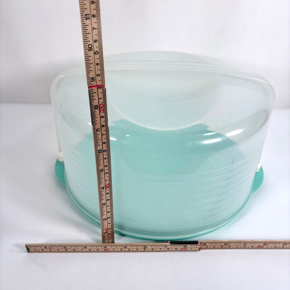 Tupperware Cake Taker Mint Green Reversible Base Translucent Lid 1256 1257 - Picture 7 of 7